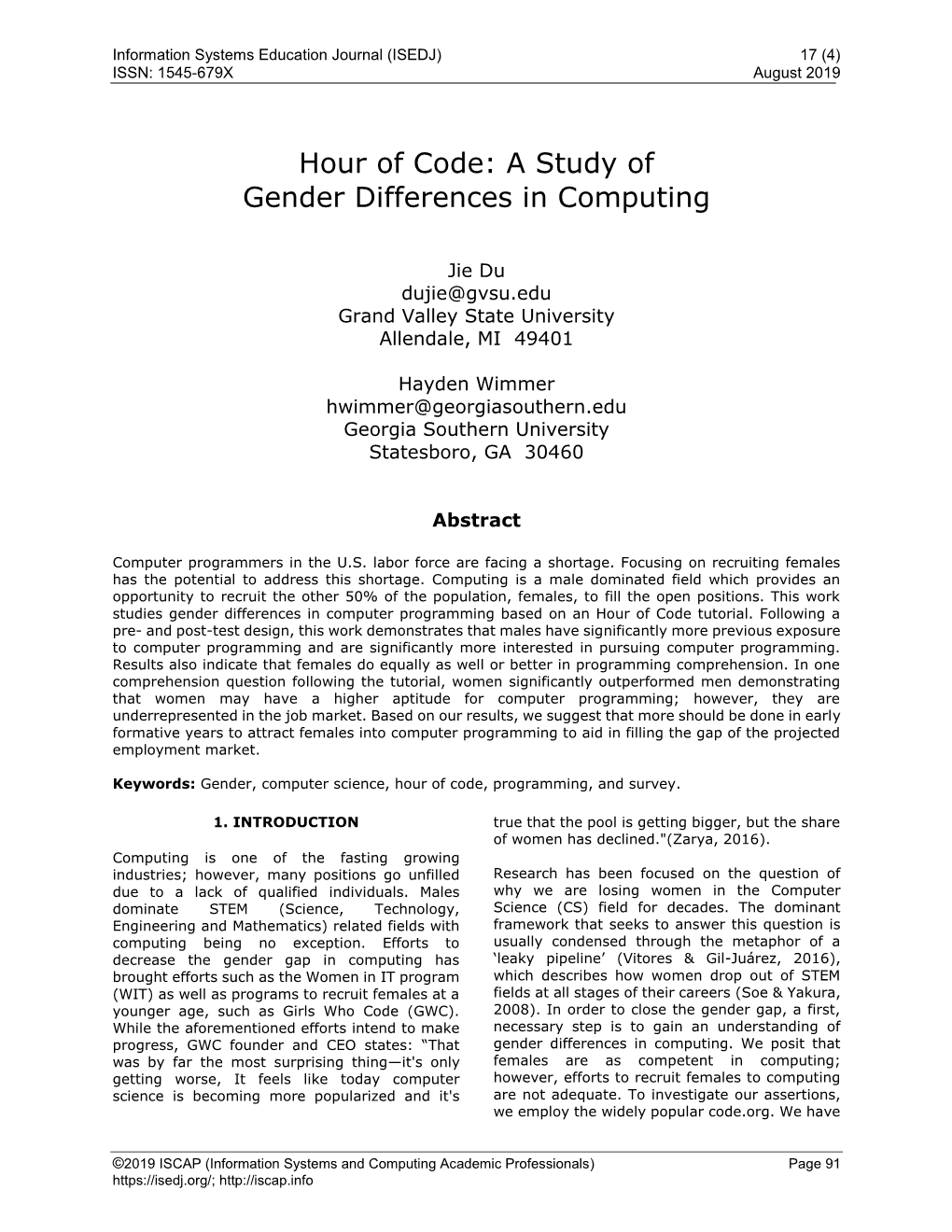 Hour of Code: a Study of Gender Differences in Computing