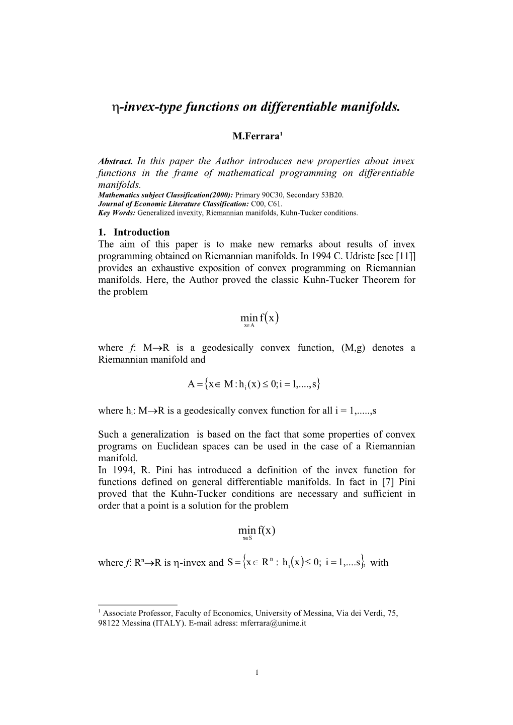 H-Invex-Type Functions on Differentiable Manifolds