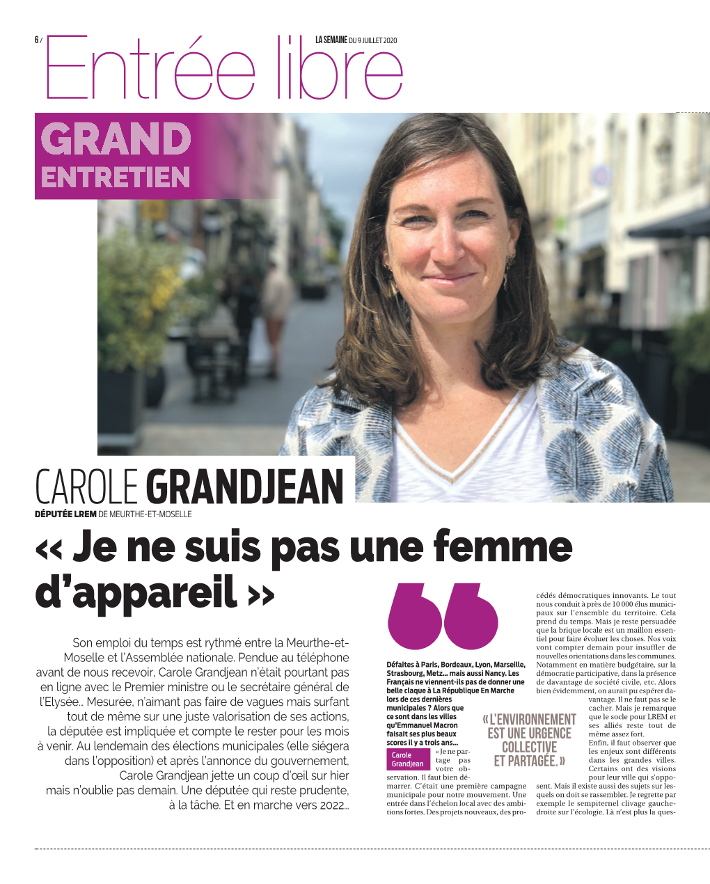 CAROLE GRANDJEAN DÉPUTÉE LREM DE MEURTHE-ET-MOSELLE « Je Ne Suis Pas Une Femme