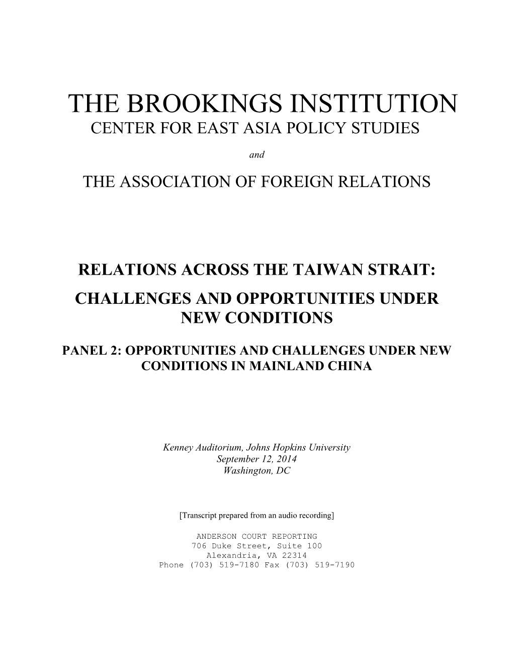 Relations Across the Taiwan Strait