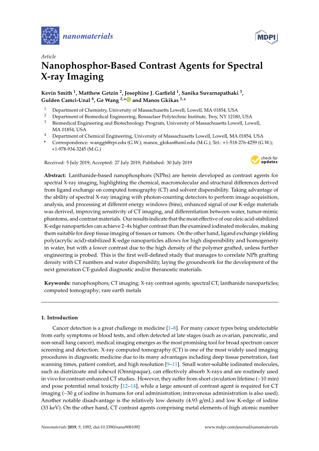 Nanophosphor-Based Contrast Agents for Spectral X-Ray Imaging