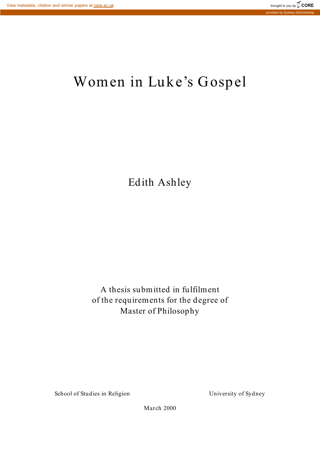 Women in Luke's Gospel