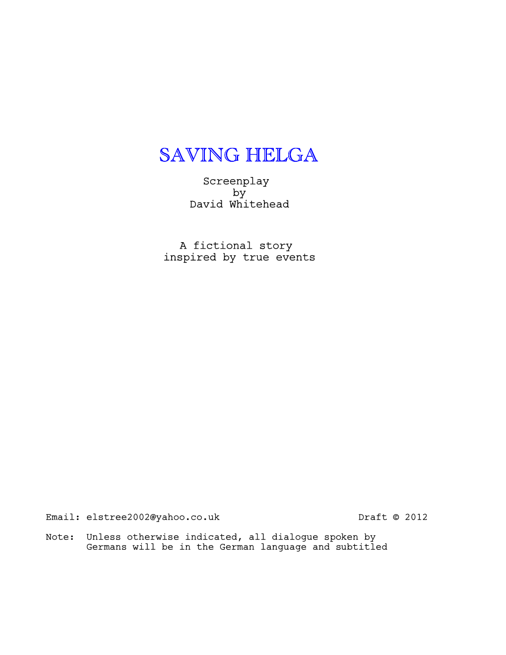 HELGA FINAL DRAFT Script