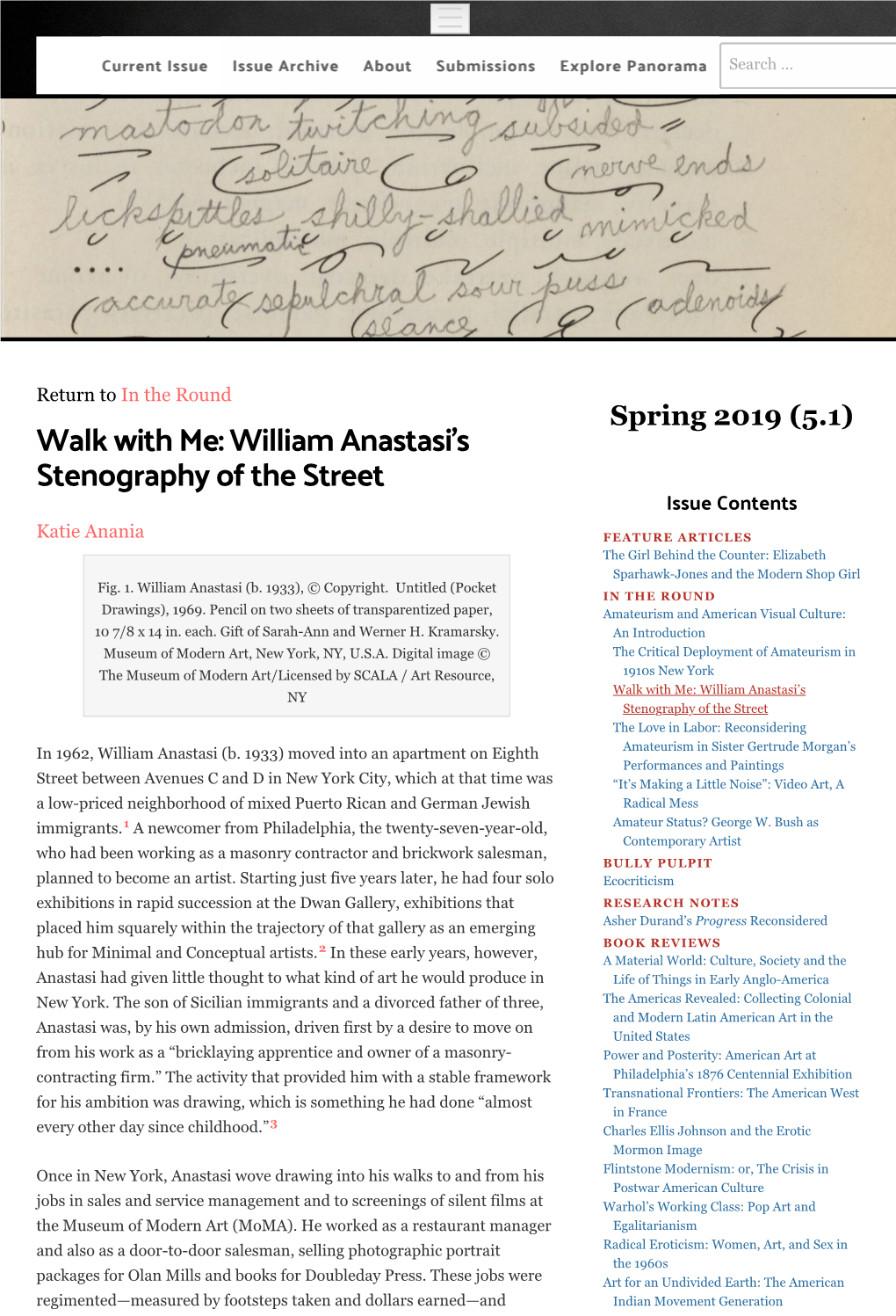 Walk with Me: William Anastasi's Stenography of The