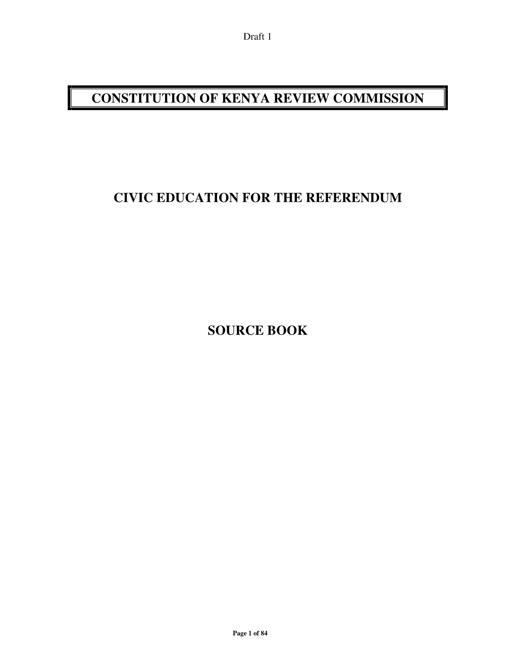 Constitution of Kenya Review Commission Civic Education