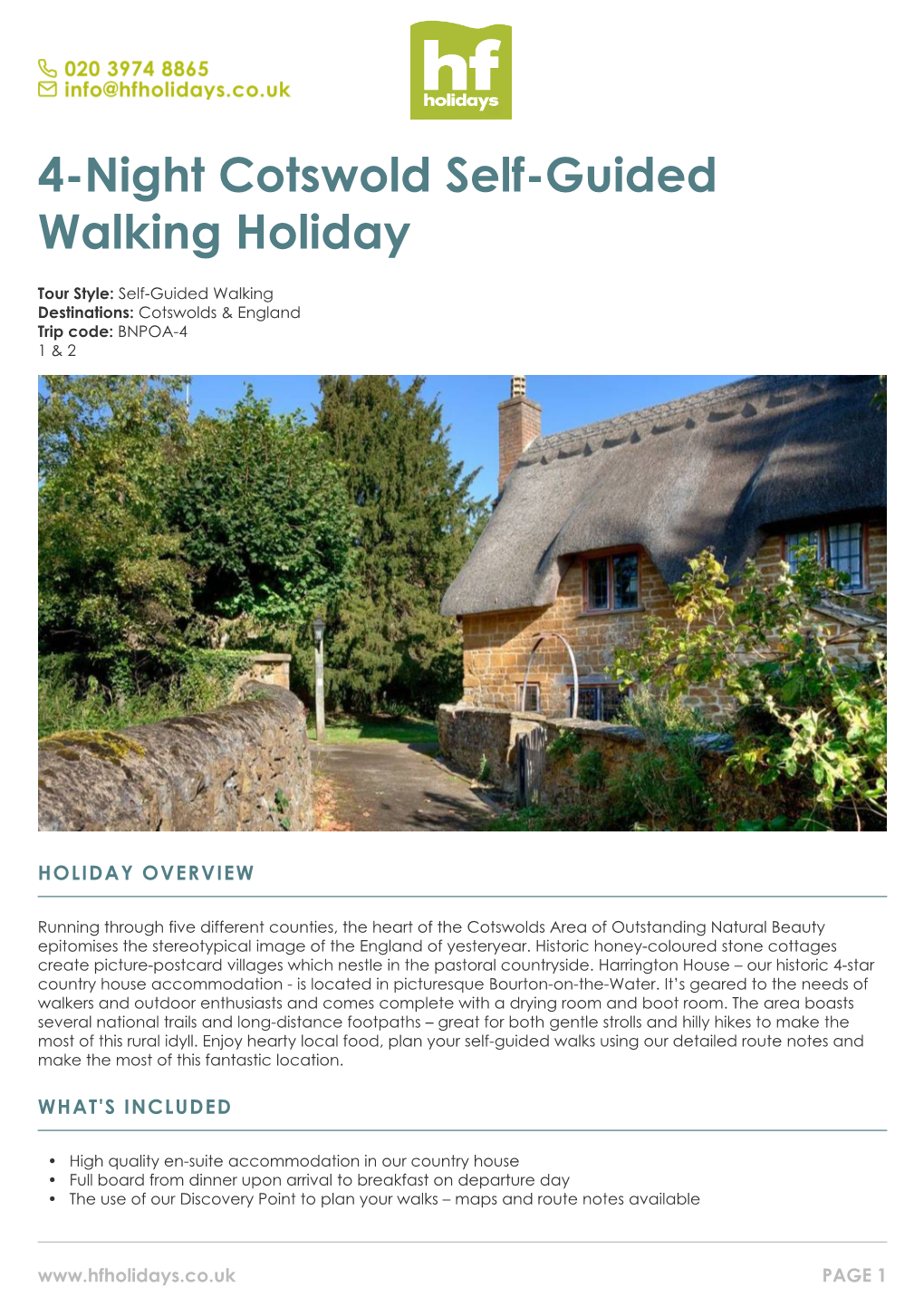 4-Night Cotswold Self-Guided Walking Holiday