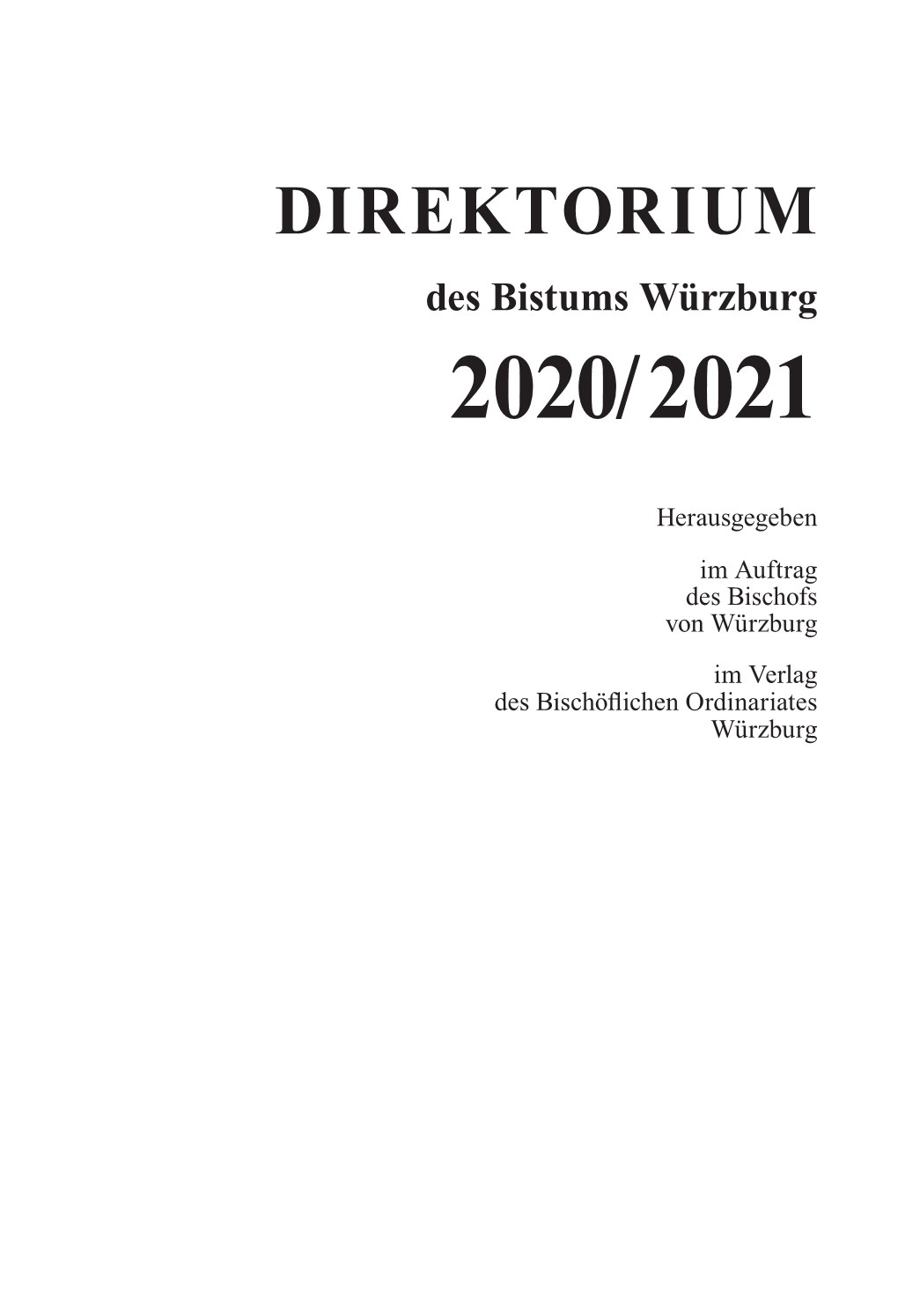 DIREKTORIUM Des Bistums Würzburg 2020/2021