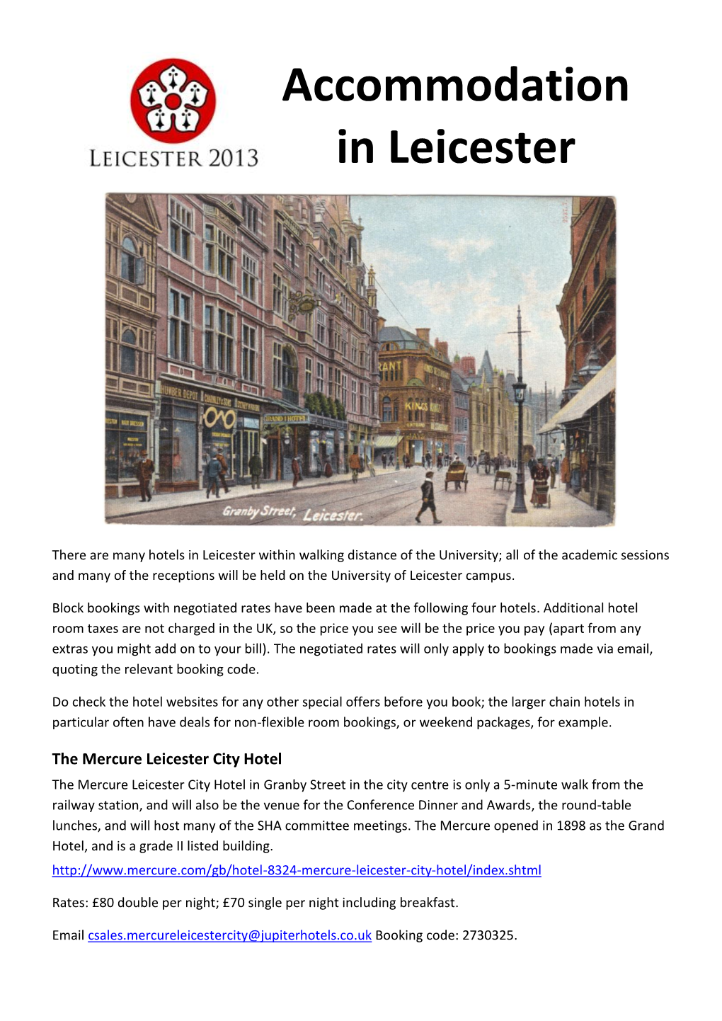 Accommodation in Leicester