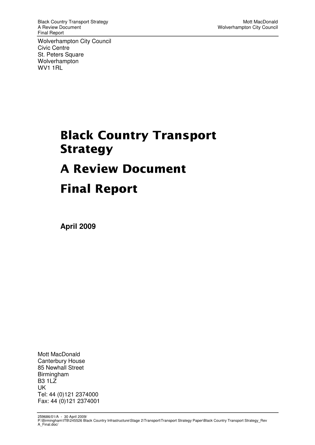 Black Country Transport Strategy a Review Document Final Report