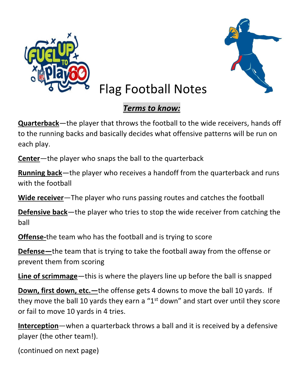 Flag Football Notes