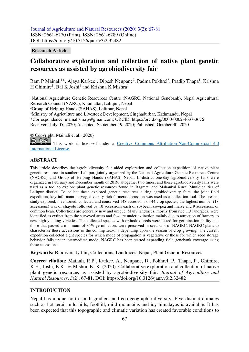 Collaborative Exploration and Collection of Native Plant Genetic Resources As Assisted by Agrobiodiversity Fair