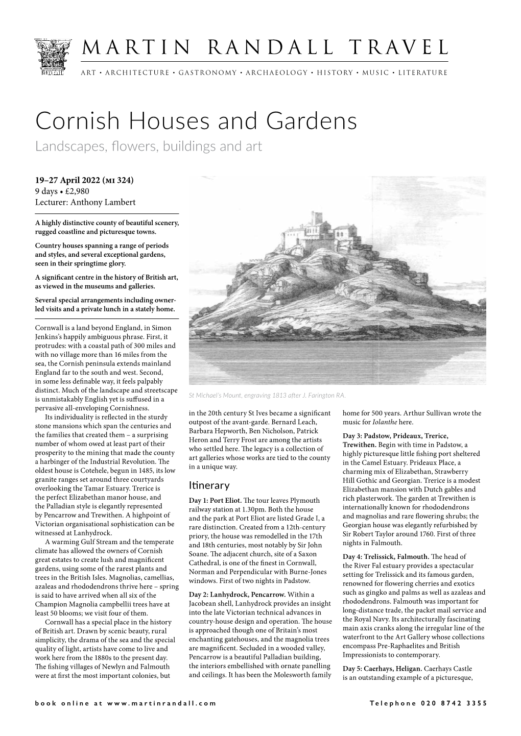 Cornish Houses and Gardens Landscapes, Flowers, Buildings and Art