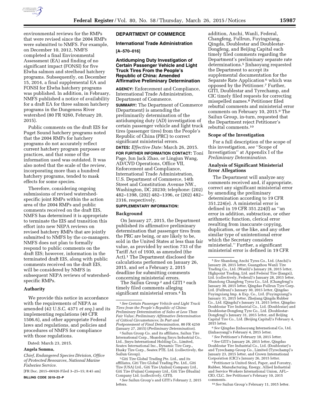 Federal Register/Vol. 80, No. 58/Thursday, March 26, 2015/Notices