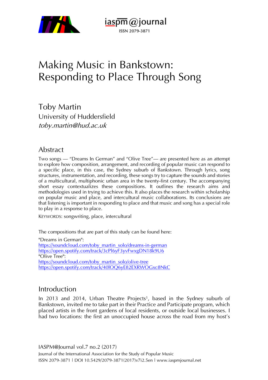 Making Music in Bankstown: Responding to Place Through Song