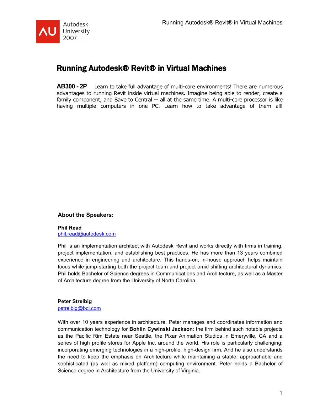 Running Autodesk® Revit® in Virtual Machines