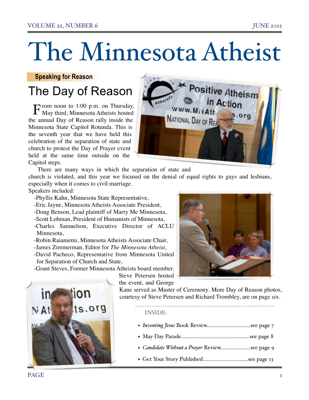 Mnatheists.Org Published by Minnesota Atheists, Assoc