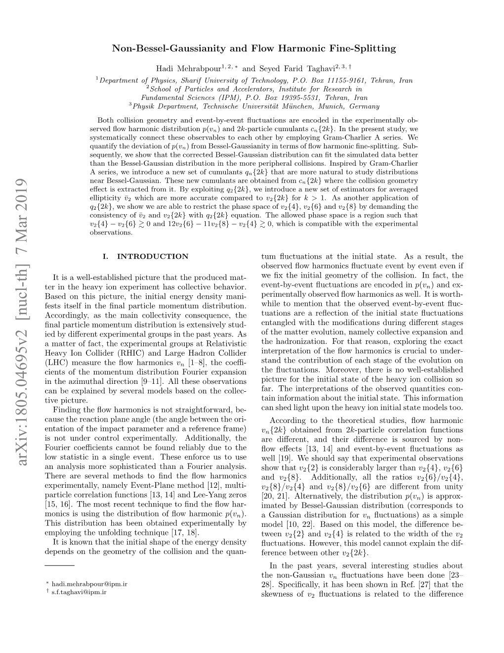 Arxiv:1805.04695V2 [Nucl-Th] 7 Mar 2019 an Analysis More Sophisticated Than a Fourier Analysis