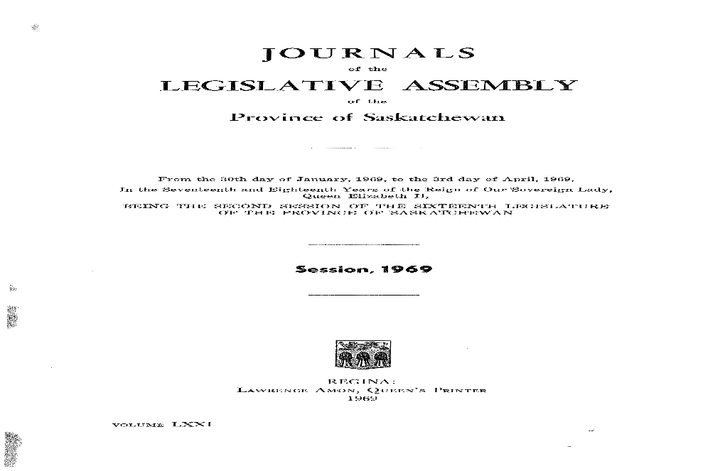 Journals Legislative Assembly