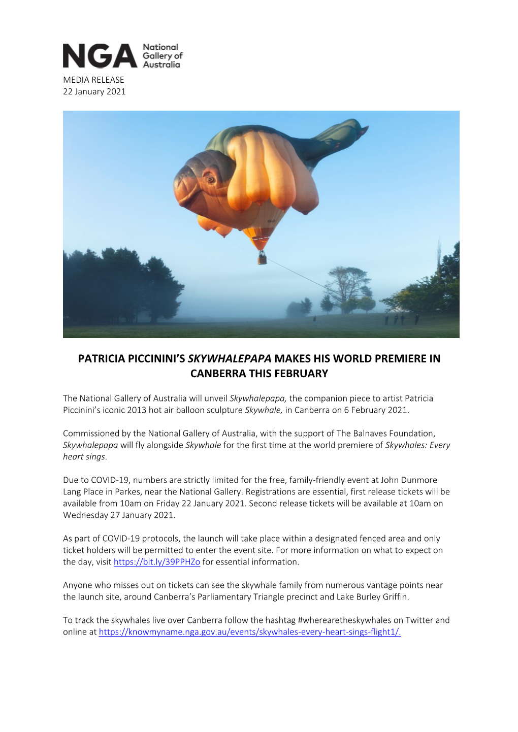 Patricia Piccinini's Skywhalepapa to Take Maiden Flight Over Canberra In