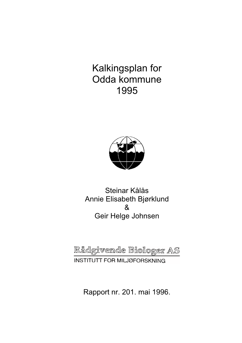 Kalkingsplan for Odda Kommune 1995