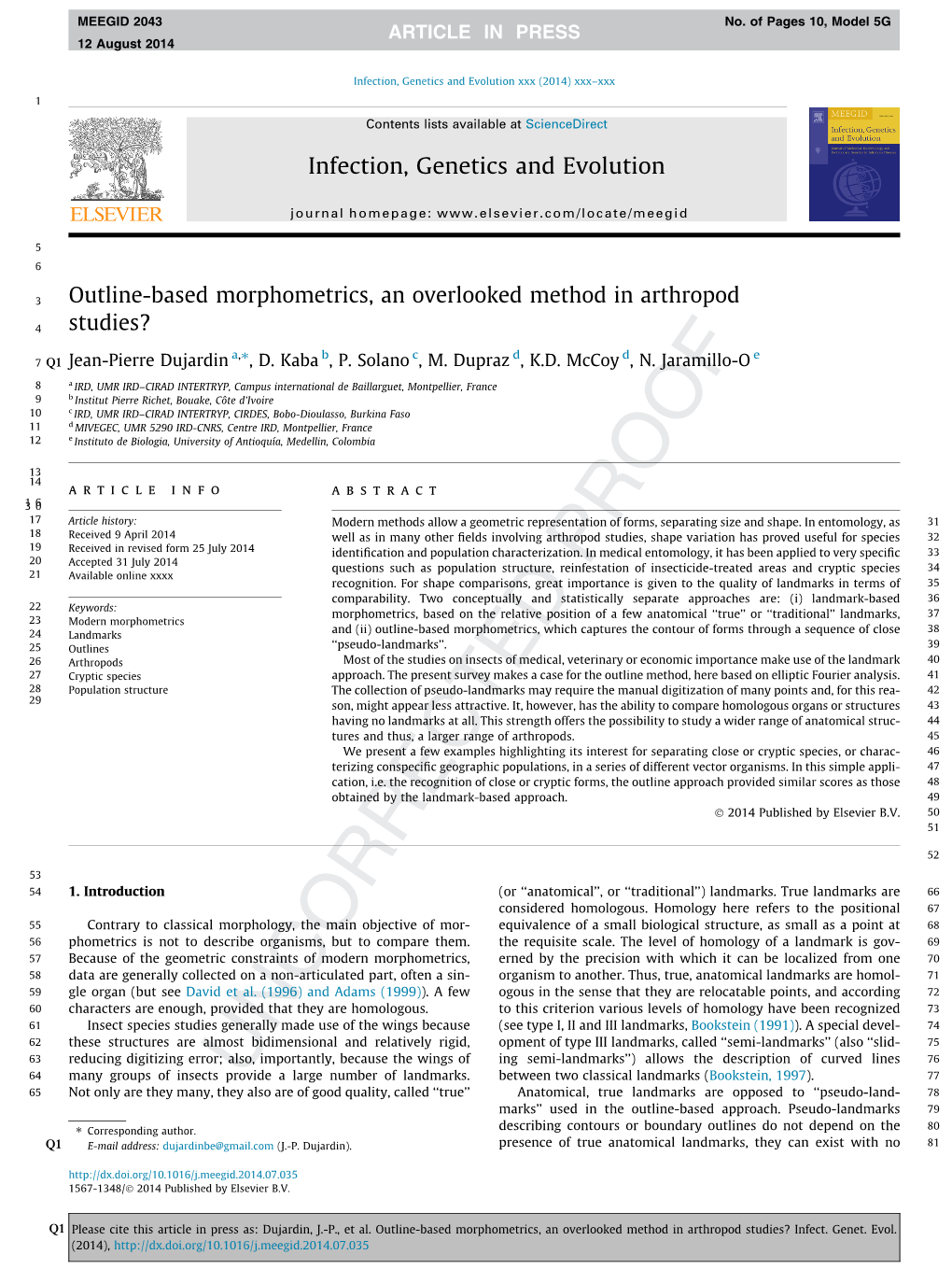 Outline-Based Morphometrics, an Overlooked Method in Arthropod Studies? Infect