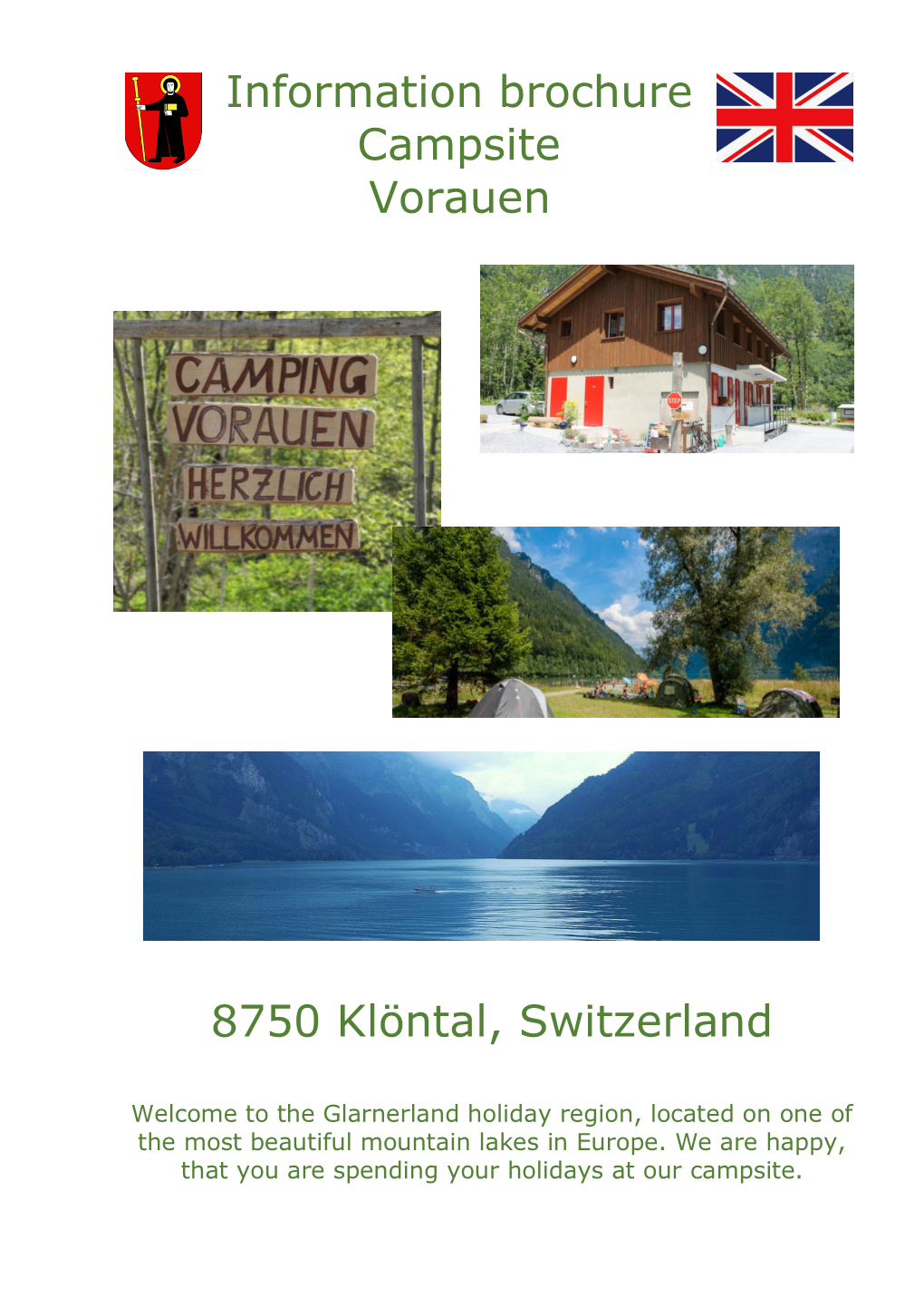 Information Brochure Campsite Vorauen 8750 Klöntal, Switzerland