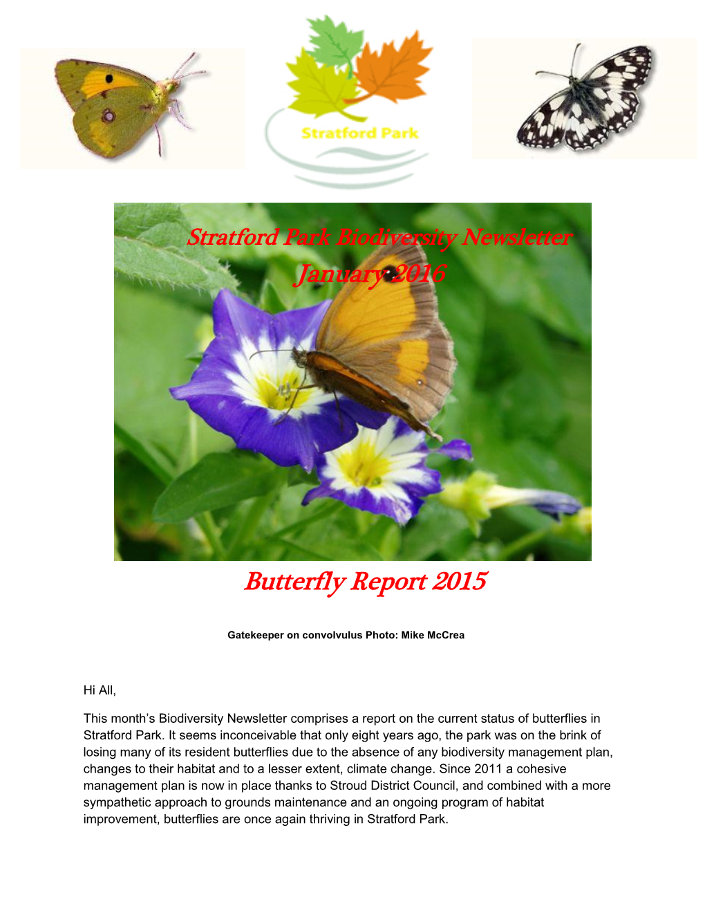 January 2016 Butterfly Report 2015