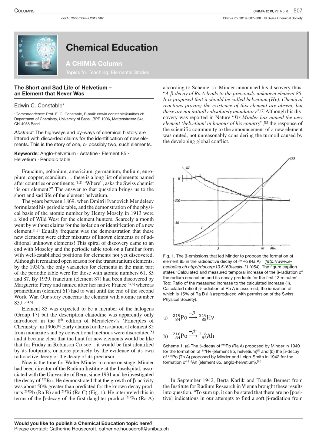 The Short and Sad Life of Helvetium ÂŒ an Element That Never