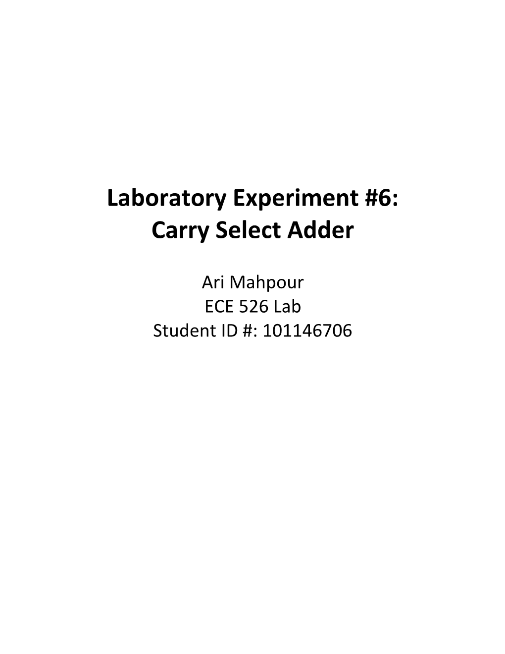 Laboratory Experiment #6