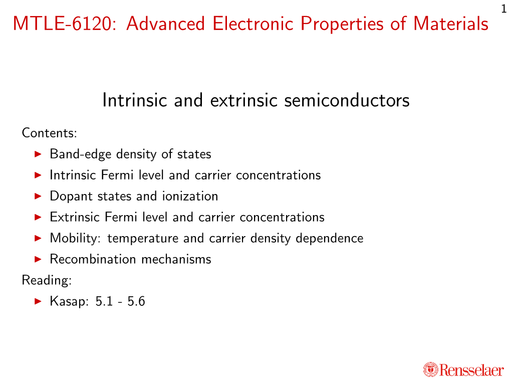 Intrinsic and Extrinsic Semiconductors