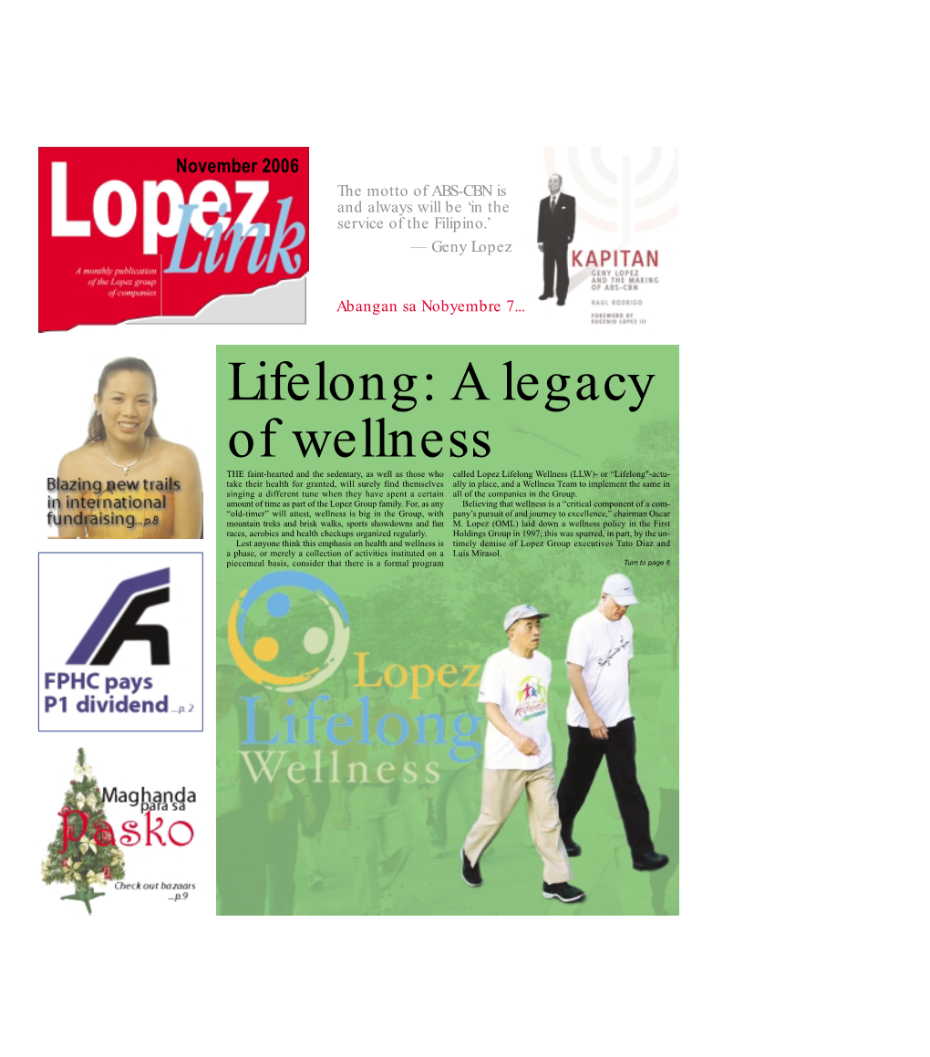 Lifelong: a Legacy of Wellness