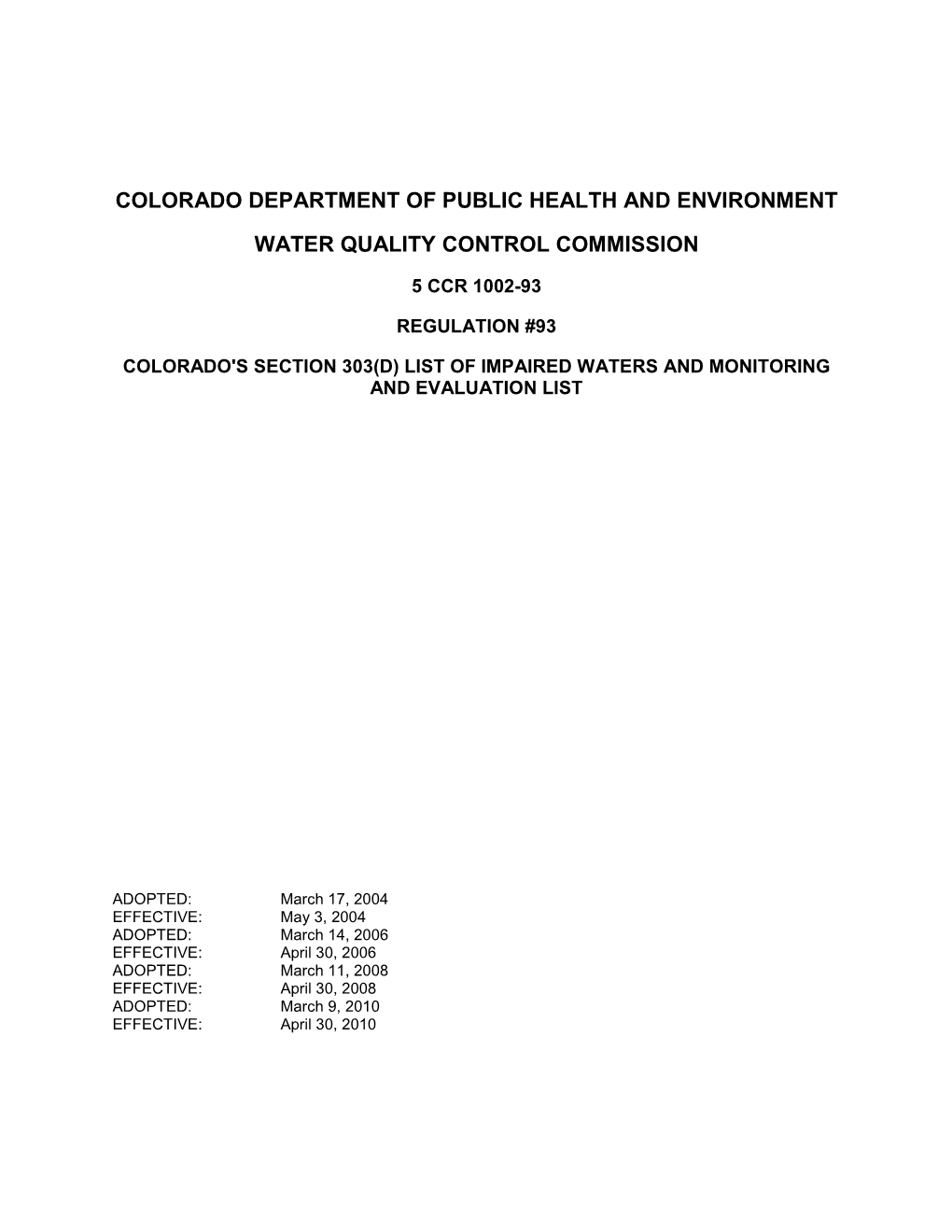 Colorado Department of Public Health and Environment