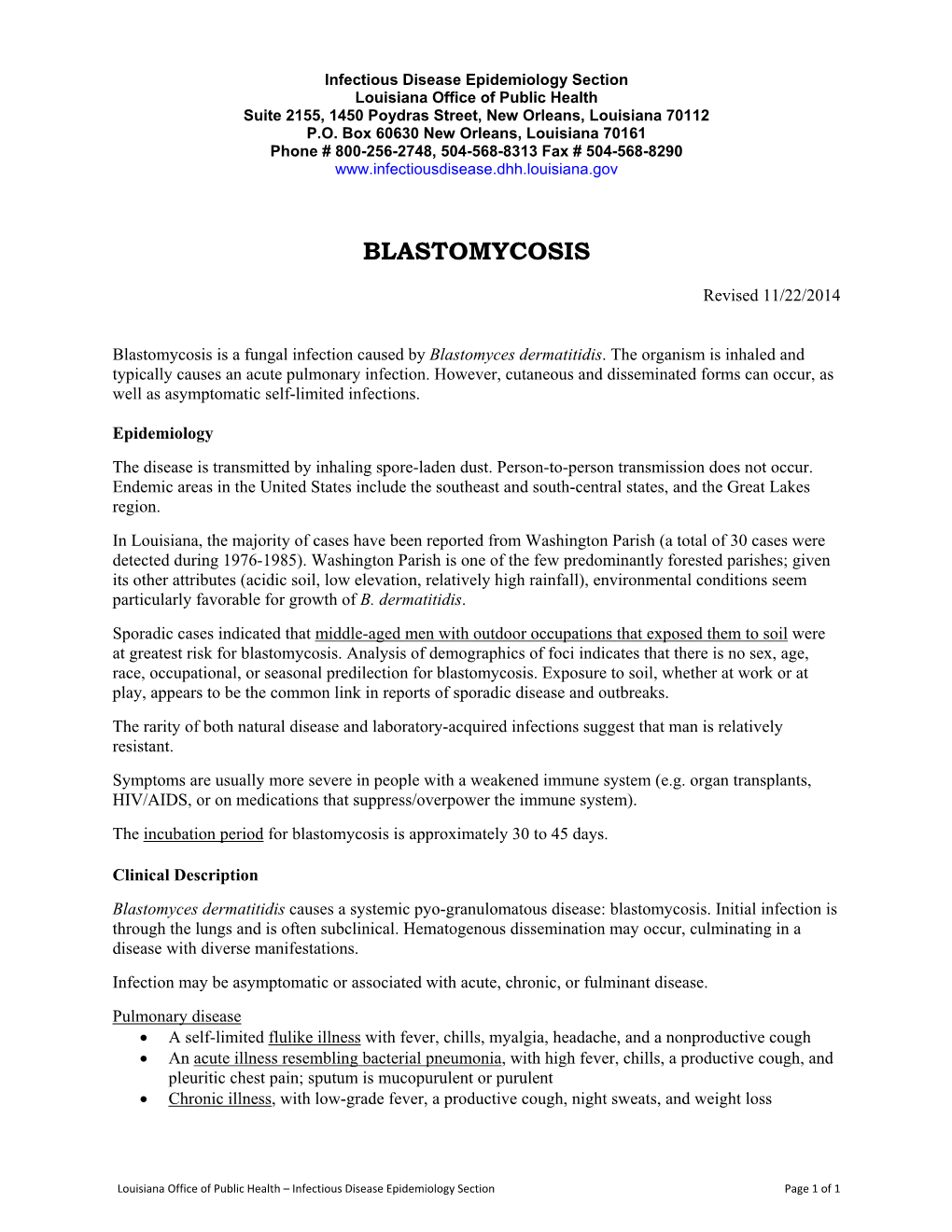 Blastomycosis