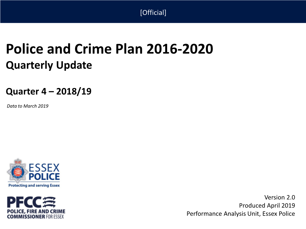 Police and Crime Plan 2016-2020 Quarterly Update