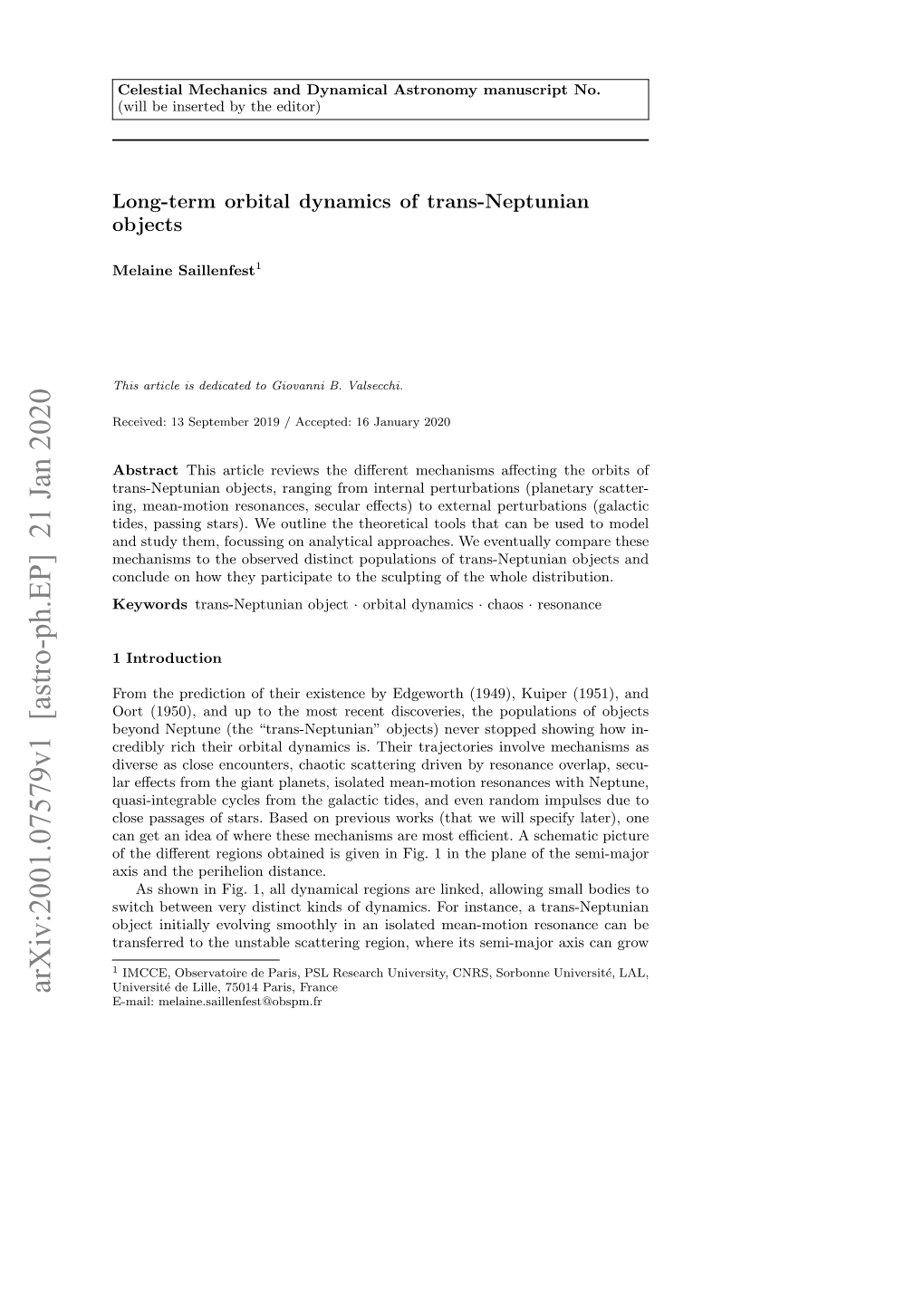 Long-Term Orbital Dynamics of Trans-Neptunian Objects