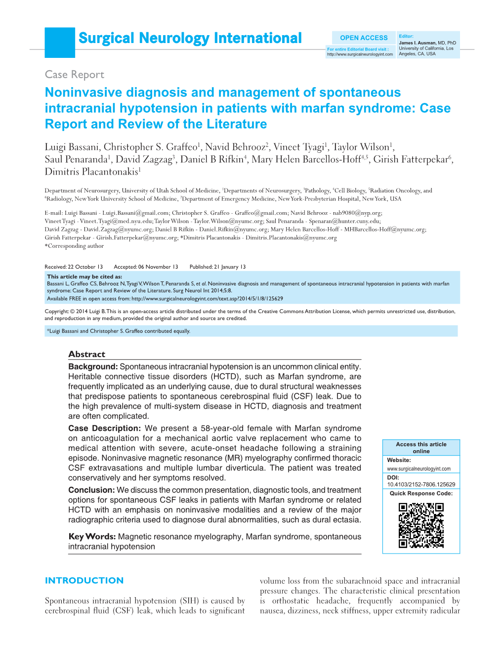 Noninvasive Diagnosis and Management of Spontaneous