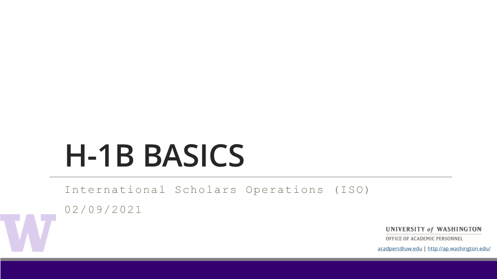 2021 H-1B Basics