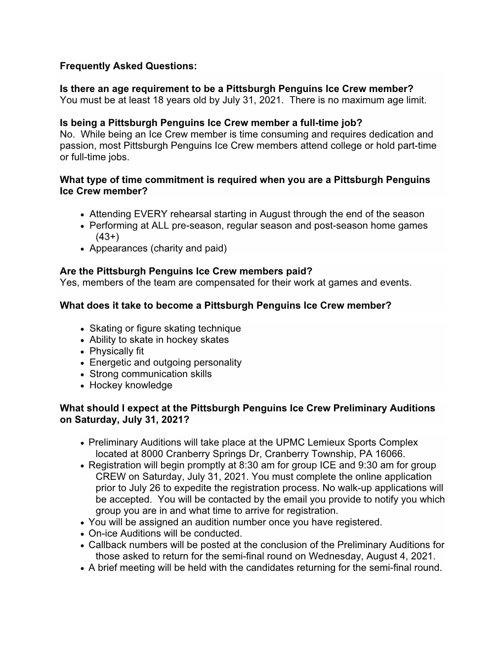 Is There an Age Requirement to Be a Pittsburgh Penguins Ice Crew Member? You Must Be at Least 18 Years Old by July 31, 2021