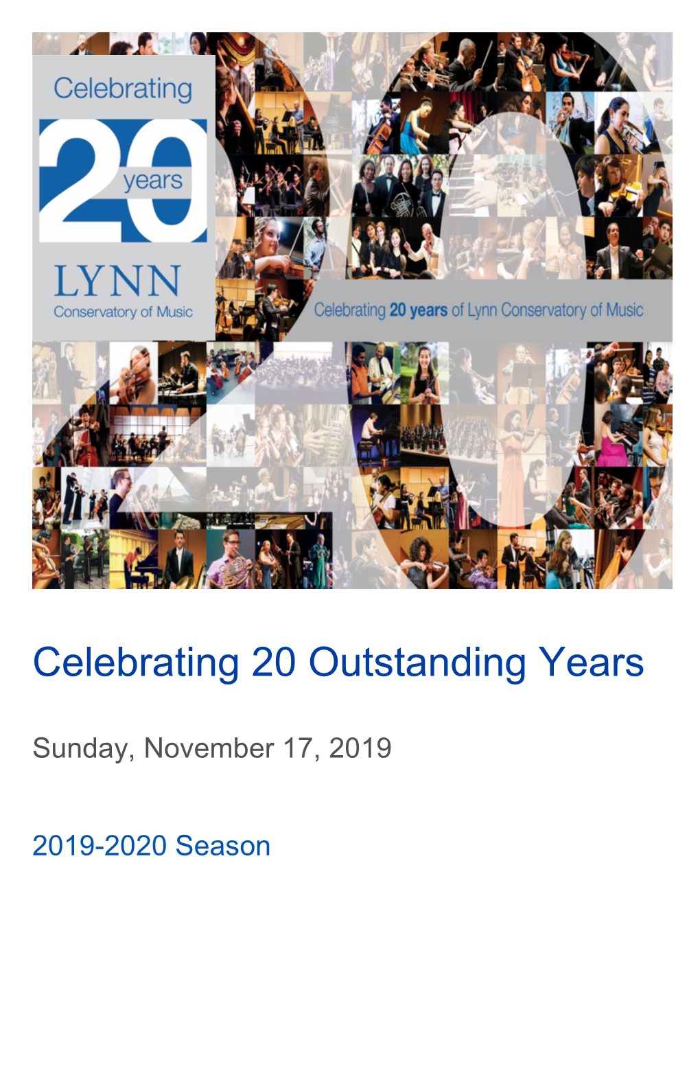 2019-2020 Celebrating 20 Years: a Musical Toast from the Faculty