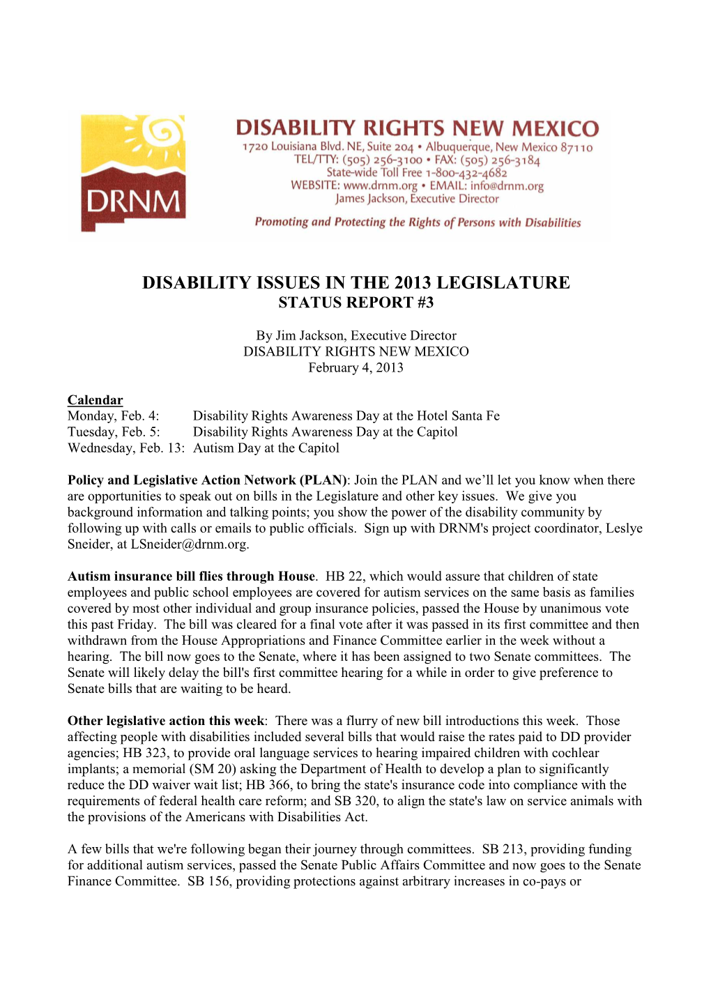 Legislative Report #3