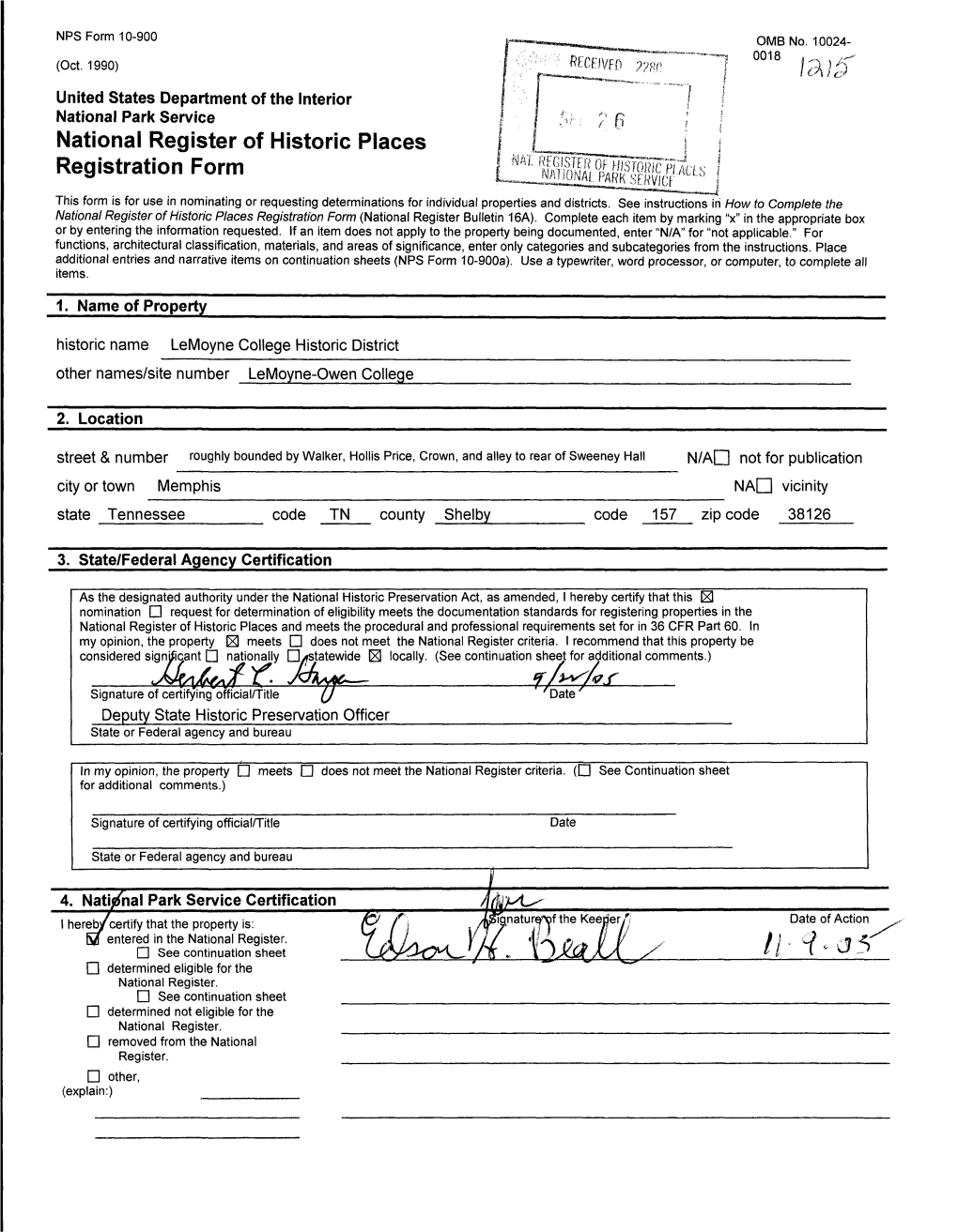 National Register of Historic Places Continuation Sheet