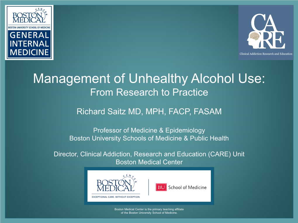 Alcohol Use: from Research to Practice