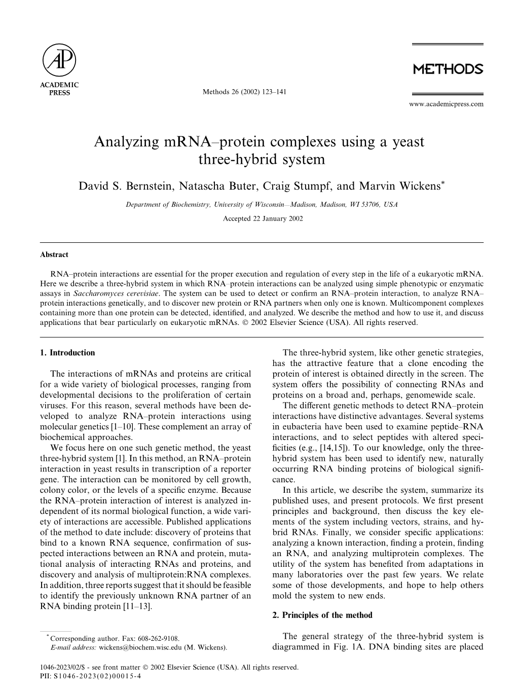 Analyzing Mrna–Protein Complexes Using a Yeast Three-Hybrid System