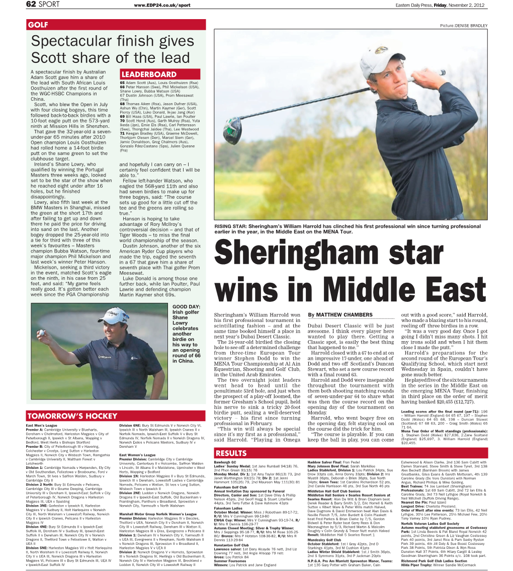 Sheringham Star Wins in Middle East
