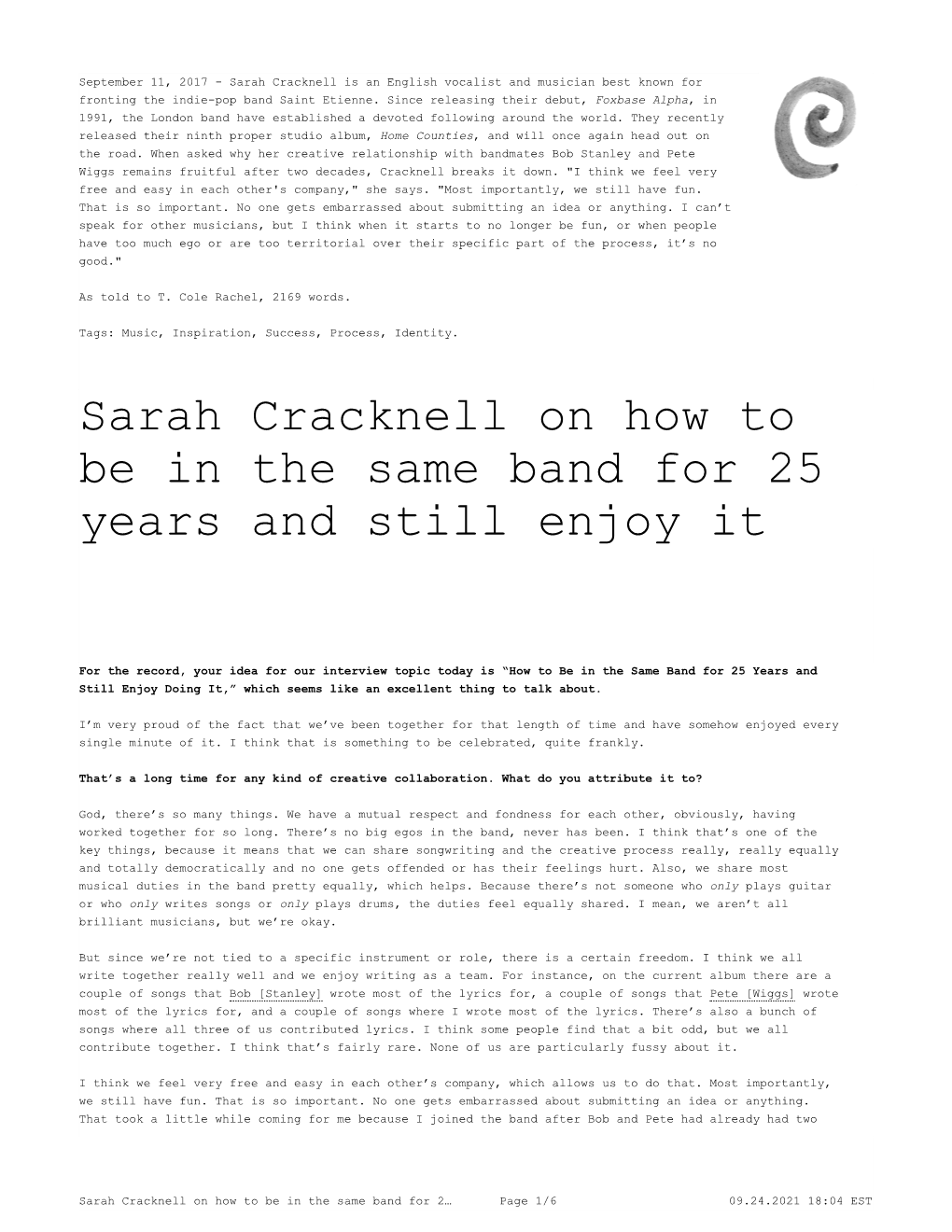 Sarah Cracknell on How to Be in the Same Band for 25 Years and Still Enjoy It