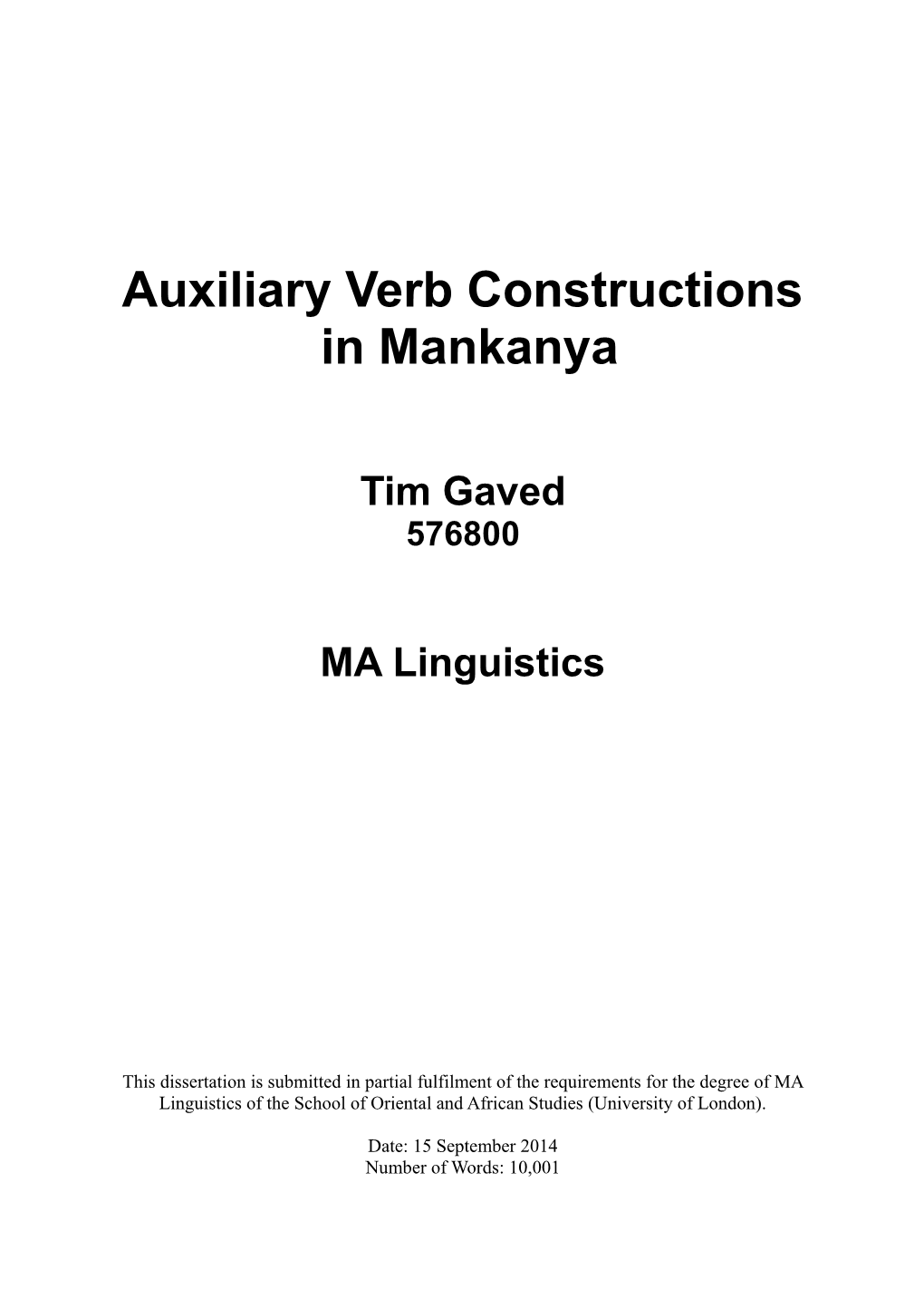 Auxiliary Verb Constructions in Mankanya