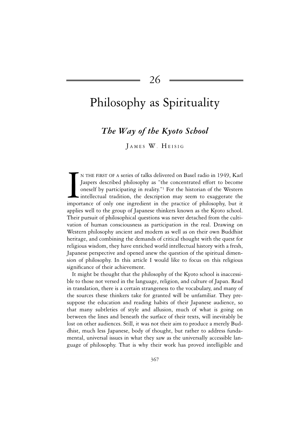 Philosophy As Spirituality: the Way of the Kyoto School