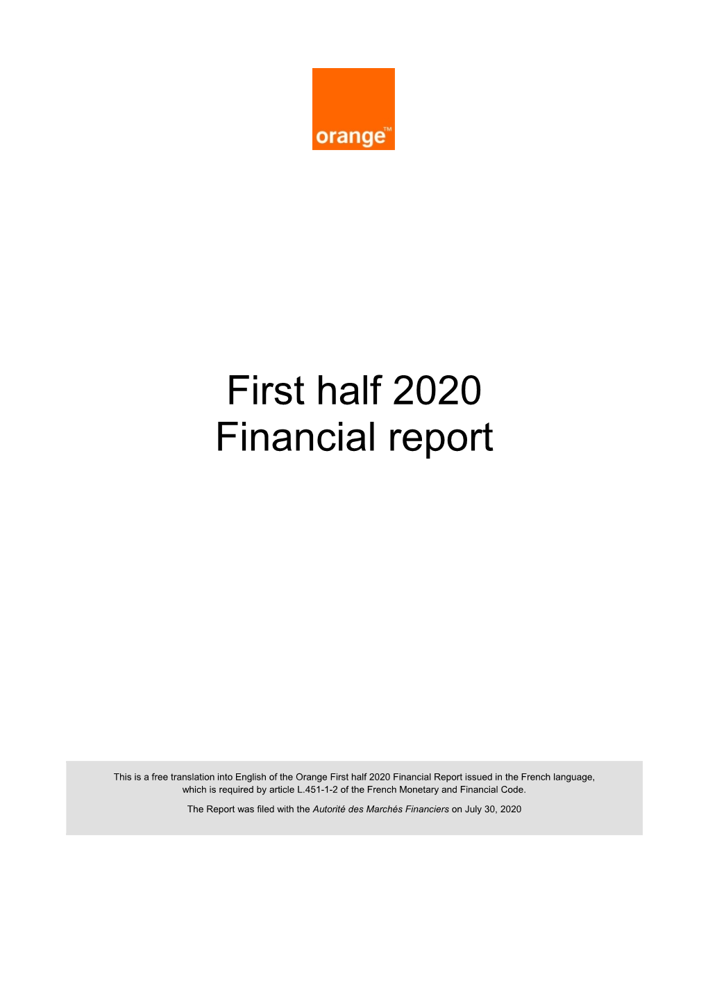 2020 Half Year Financial Report