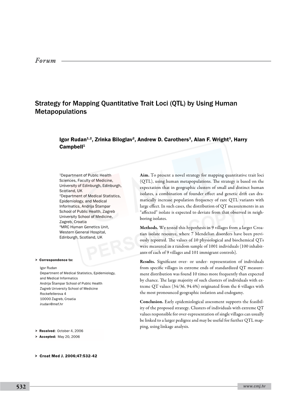 Strategy for Mapping Quantitative Trait Loci (QTL) by Using Human Metapopulations