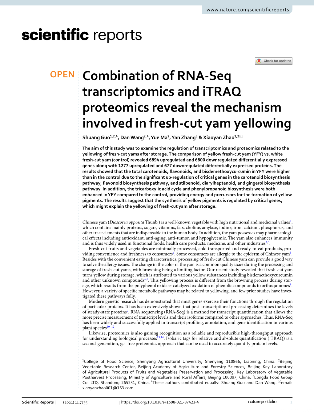 Combination of RNA-Seq Transcriptomics and Itraq